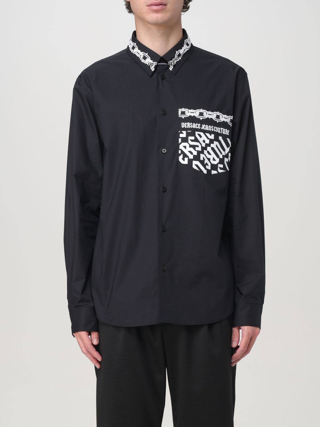 Logo-print cotton shirt - Black