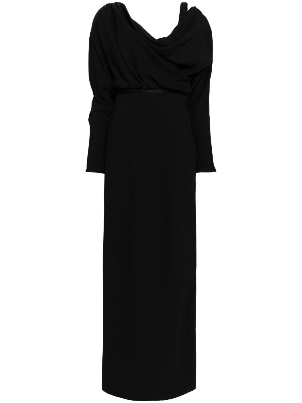 Draped belted midi dress - Black