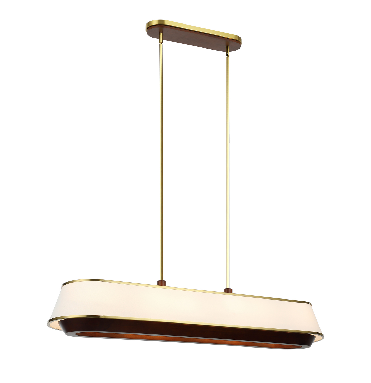 Satin Brass Medium Walnut Linear Pendant from the Desert Flyer Collection