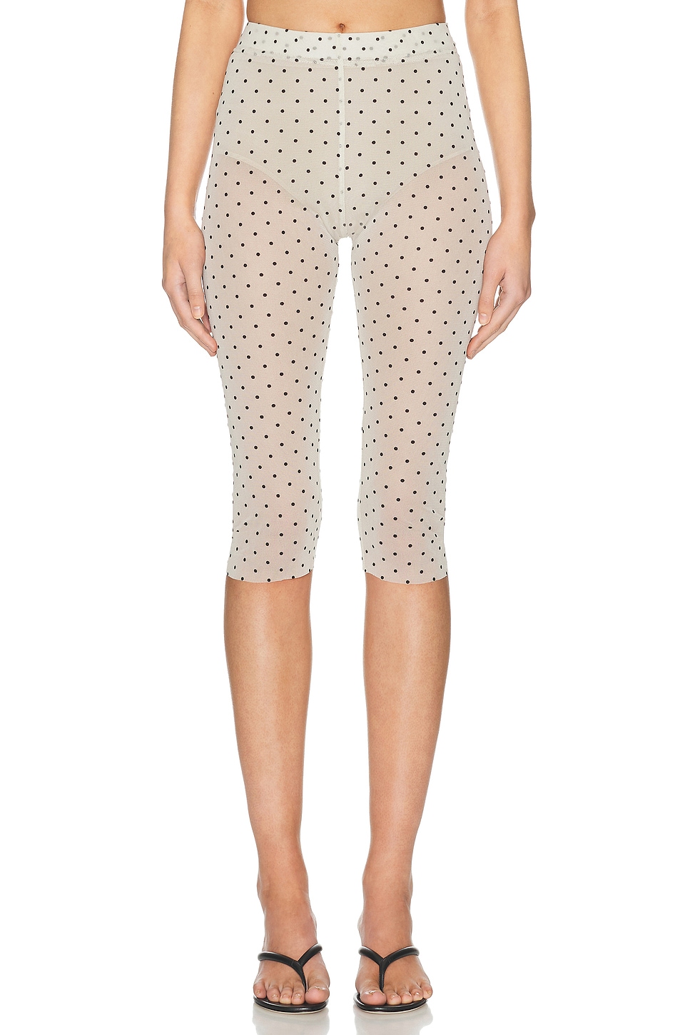 MARIANNA SENCHINA Dottie Biker Short in Beige In Black Polka Dot - Ivory. L also in