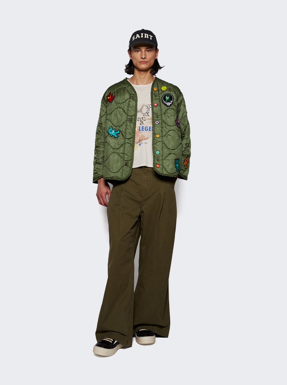 MadeWorn patch-detail padded jacket - Green