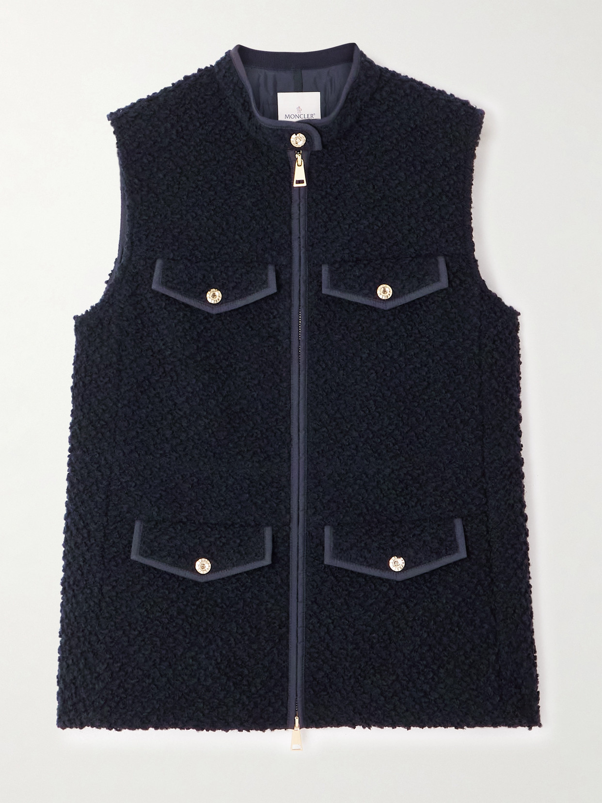 Fallavier Appliquéd Quilted Shell And Wool-bouclé Down Vest - Blue