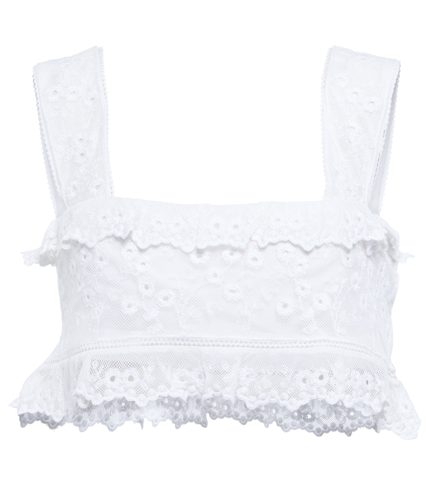 Isabel Marant Mecelia anglaise cotton and silk crop top