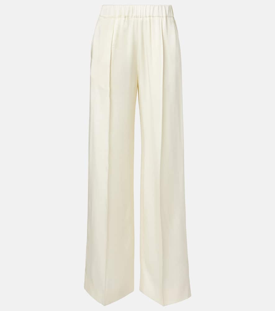 Gathered satin wide-leg pants