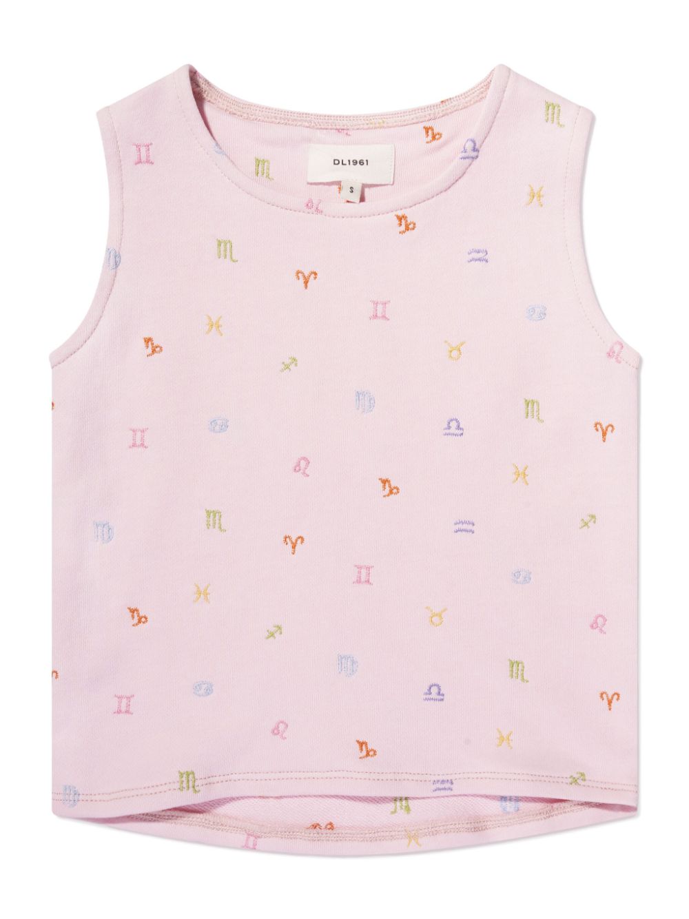 Star sign-embroidery cotton tank top - Pink