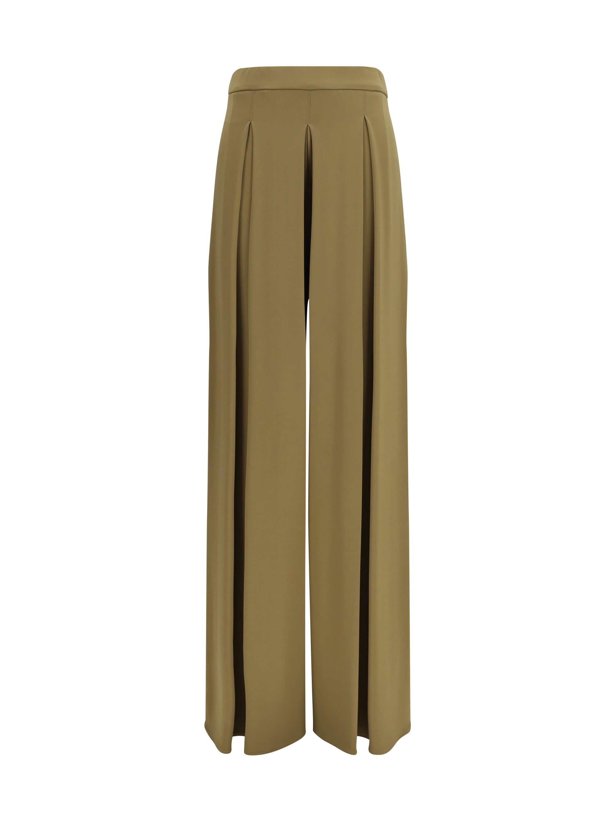 Technical Jersey Wide-Leg Trousers — Beige