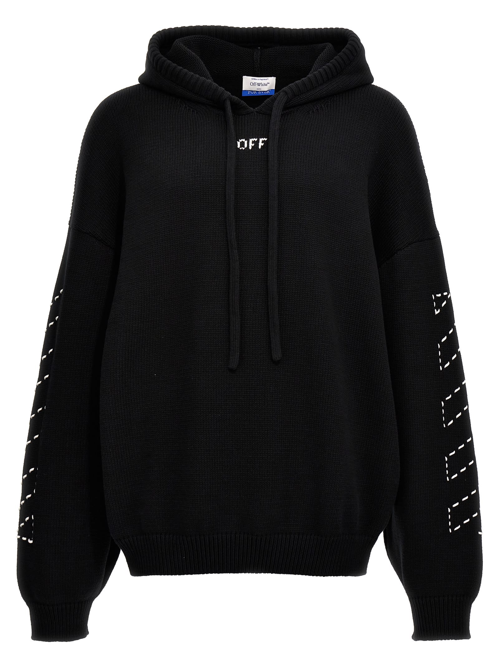 Arrows-motif hooded jumper - Black