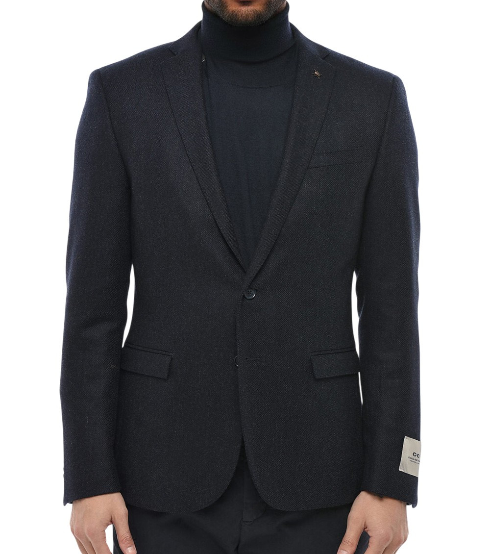 Blue Notched Lapel Blazer