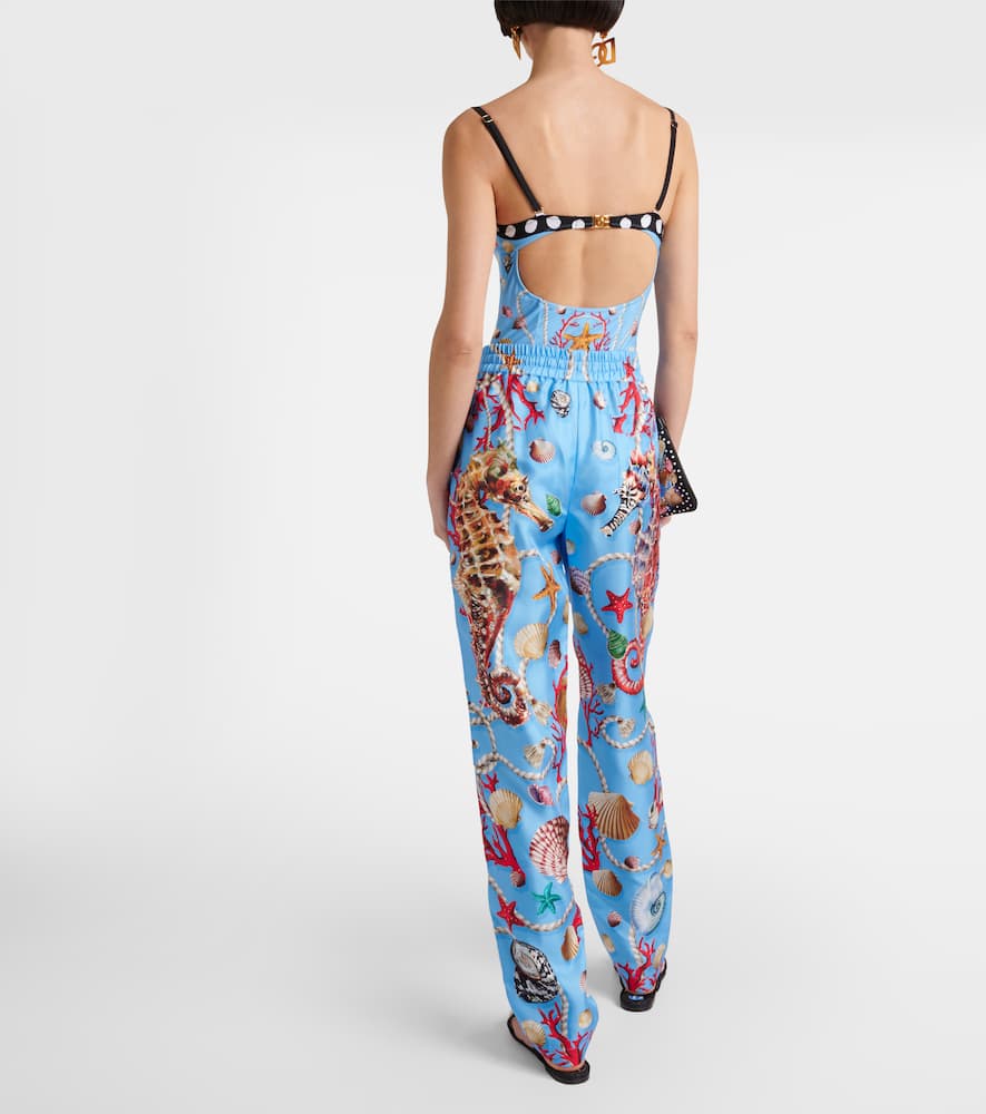 Capri printed silk straight pants