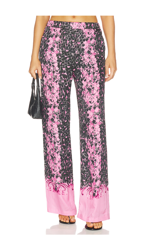 Versace Jeans Couture Reptile Scale Pant in Black,Pink. 38. Also