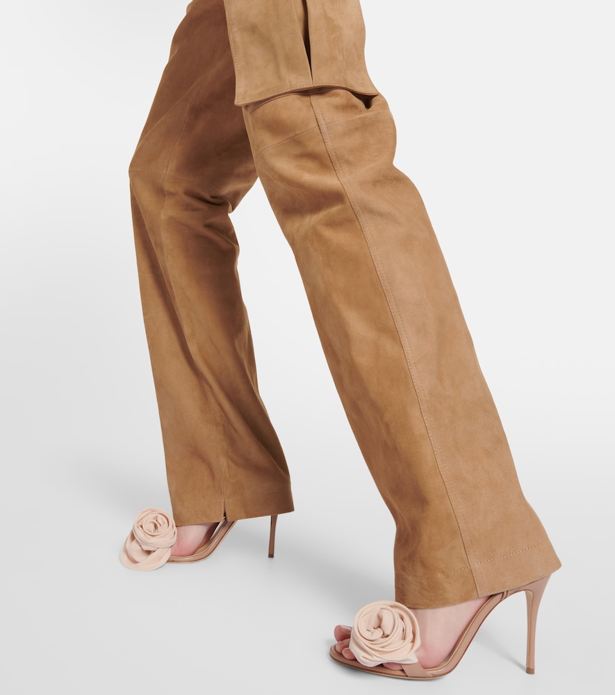 Suede cargo pants