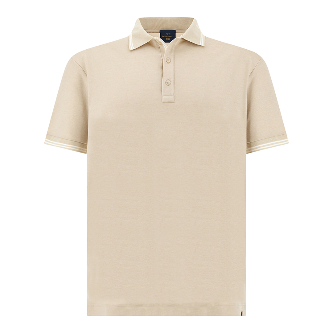 X-Soft polo shirt in cotton interlock, Man, Beige