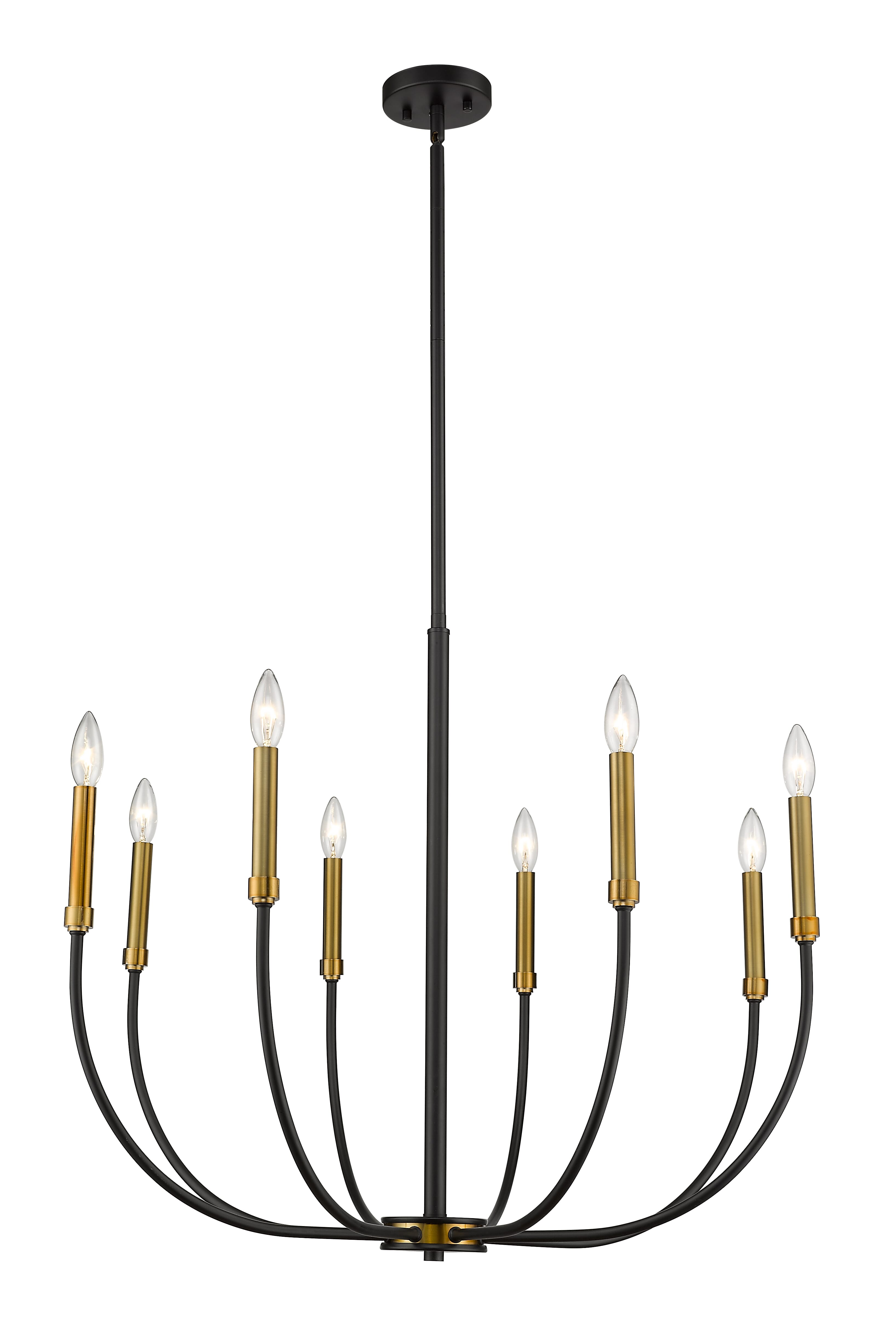 Haylie 8-Light Chandelier In Matte Black With Olde Bra