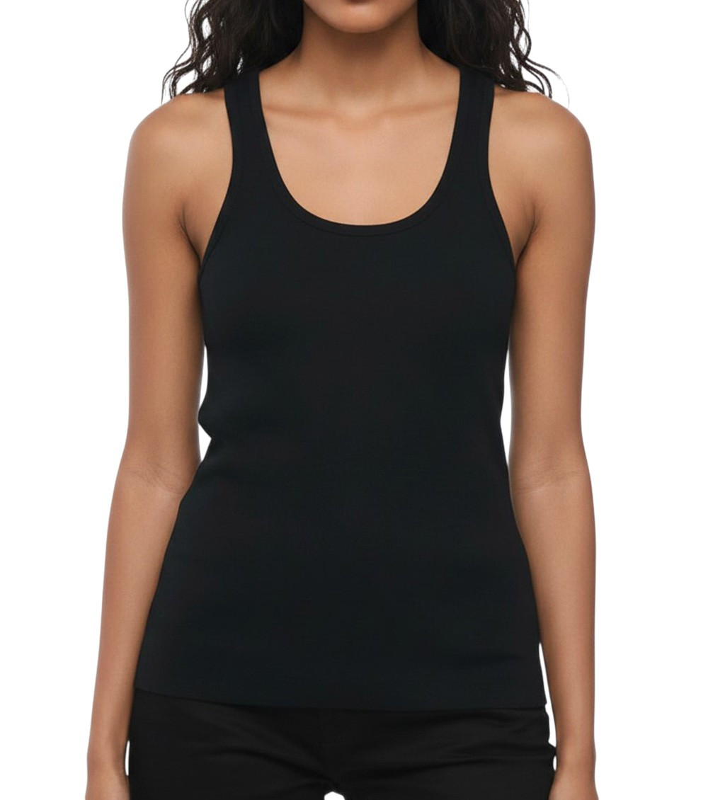 Black Solid Scoop Neck Top