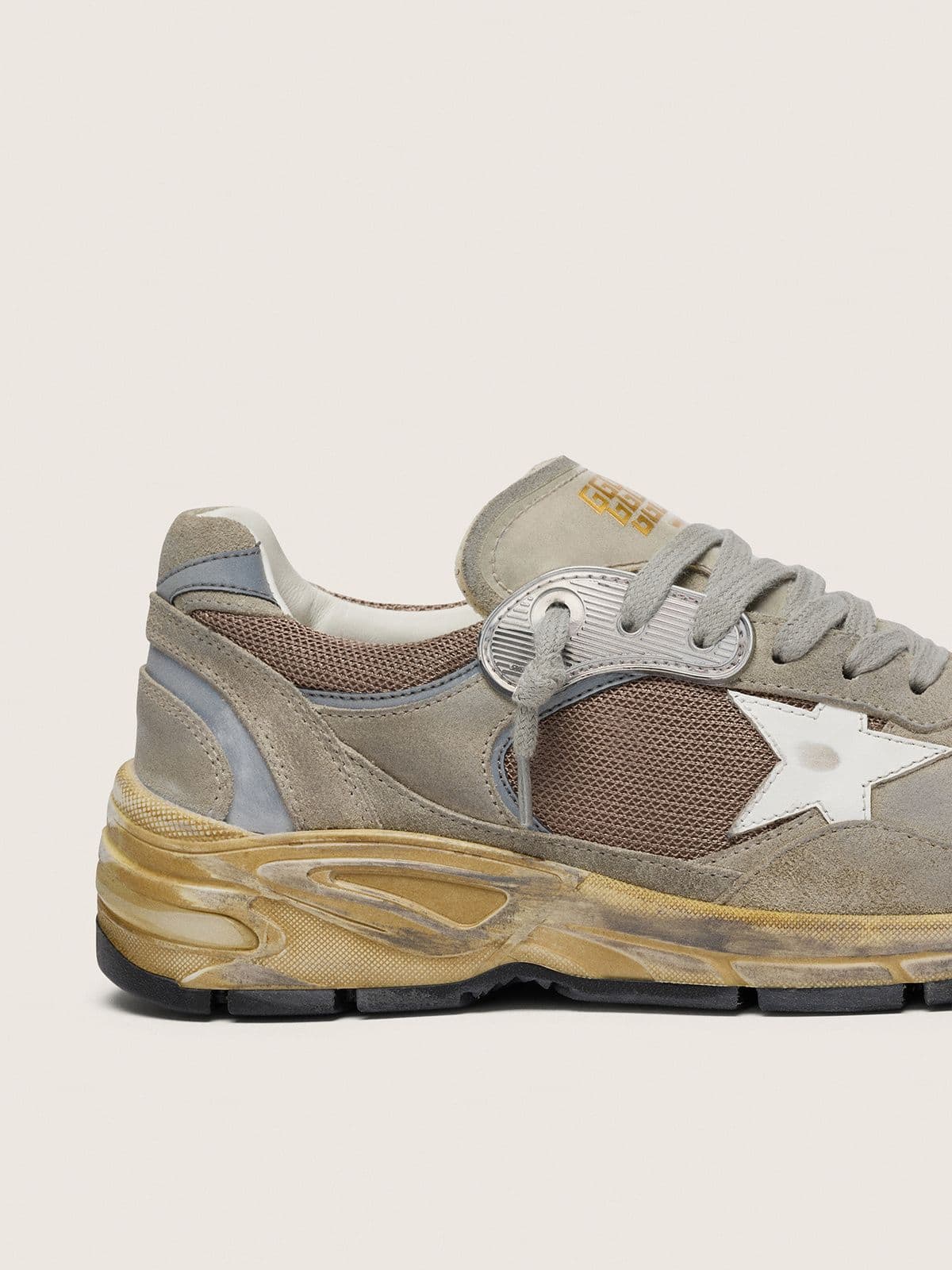 Golden Goose - Men's Dad-star In Dove-gray Suede And Silver Mesh With White Leather Star And Suede Heel Tab, Man