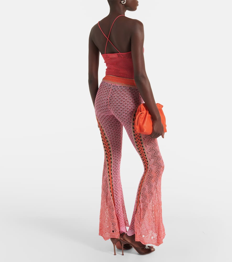 Open-knit cotton flared trousers
