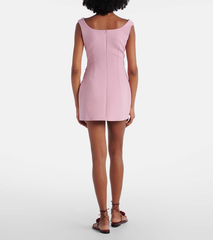 Floral-appliqué wool-blend minidress