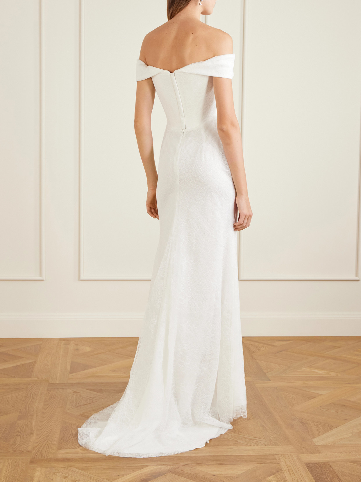 Nova Cora Lace And Satin Corset Gown - White