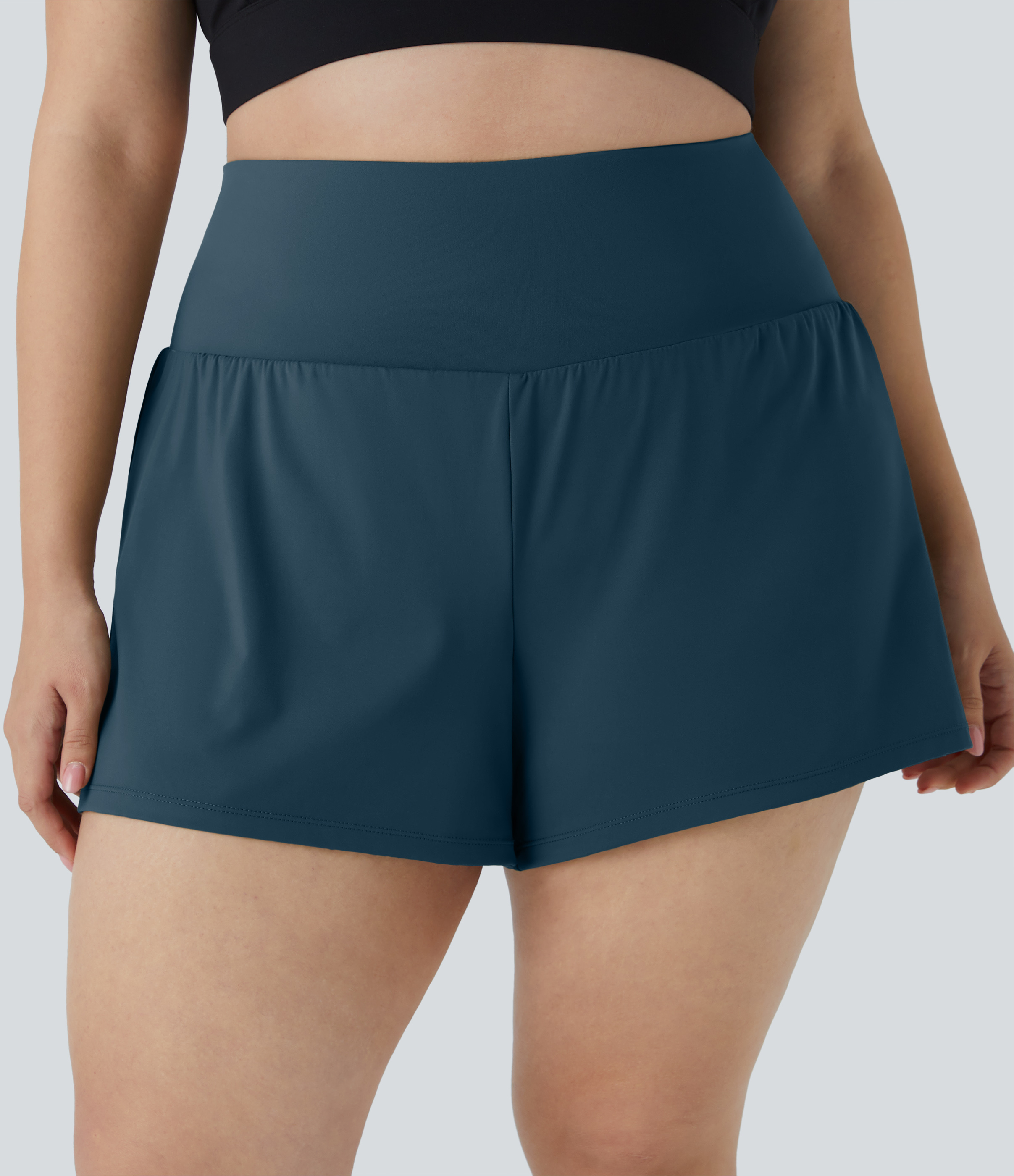 Pocket Plus Pocket 2-in-1 Gym Plus Size Shorts 2.5'' Gym Short - Majolica Blue