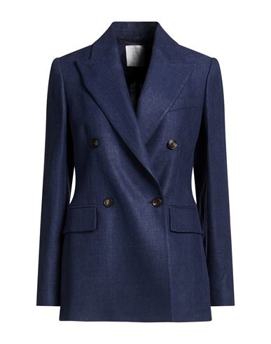 Woman Blazer Navy Size 2 Linen, Wool