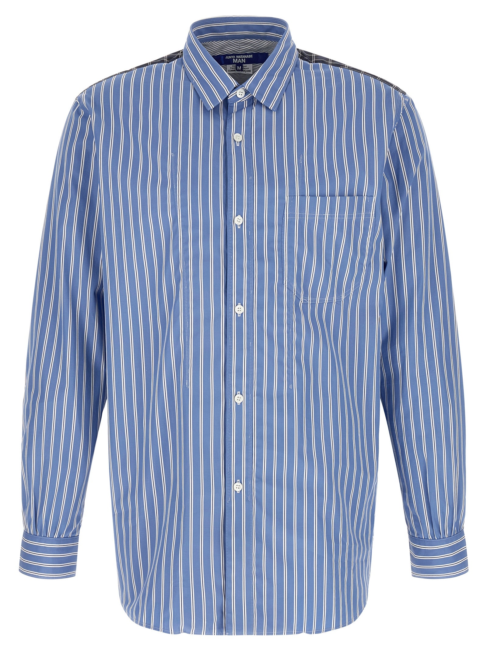 Striped Cotton Poplin Shirt — Blue