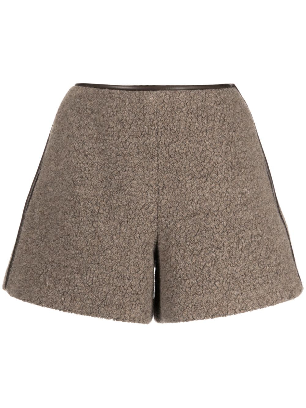 Shearling wool-blend shorts - Brown