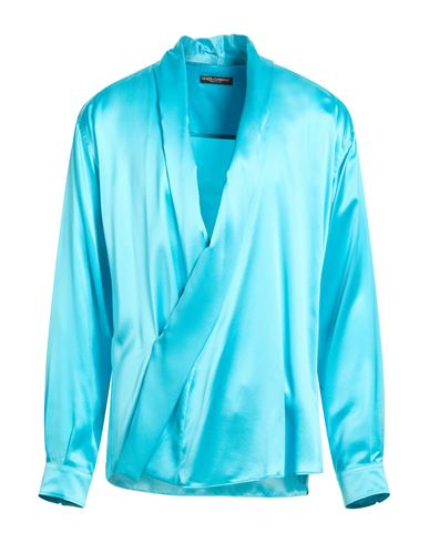 Man Shirt Azure Size 16 Silk