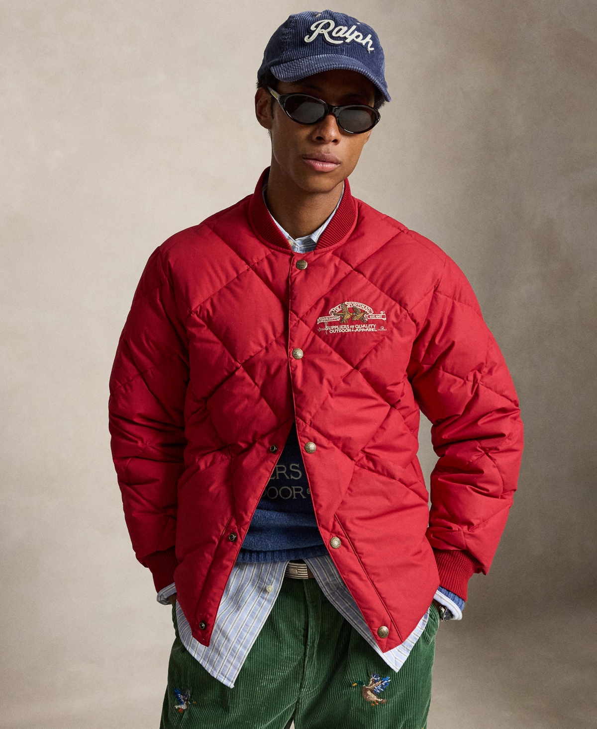 Men's Quilted Polo Sportsman Jacket - Sweet Tomato