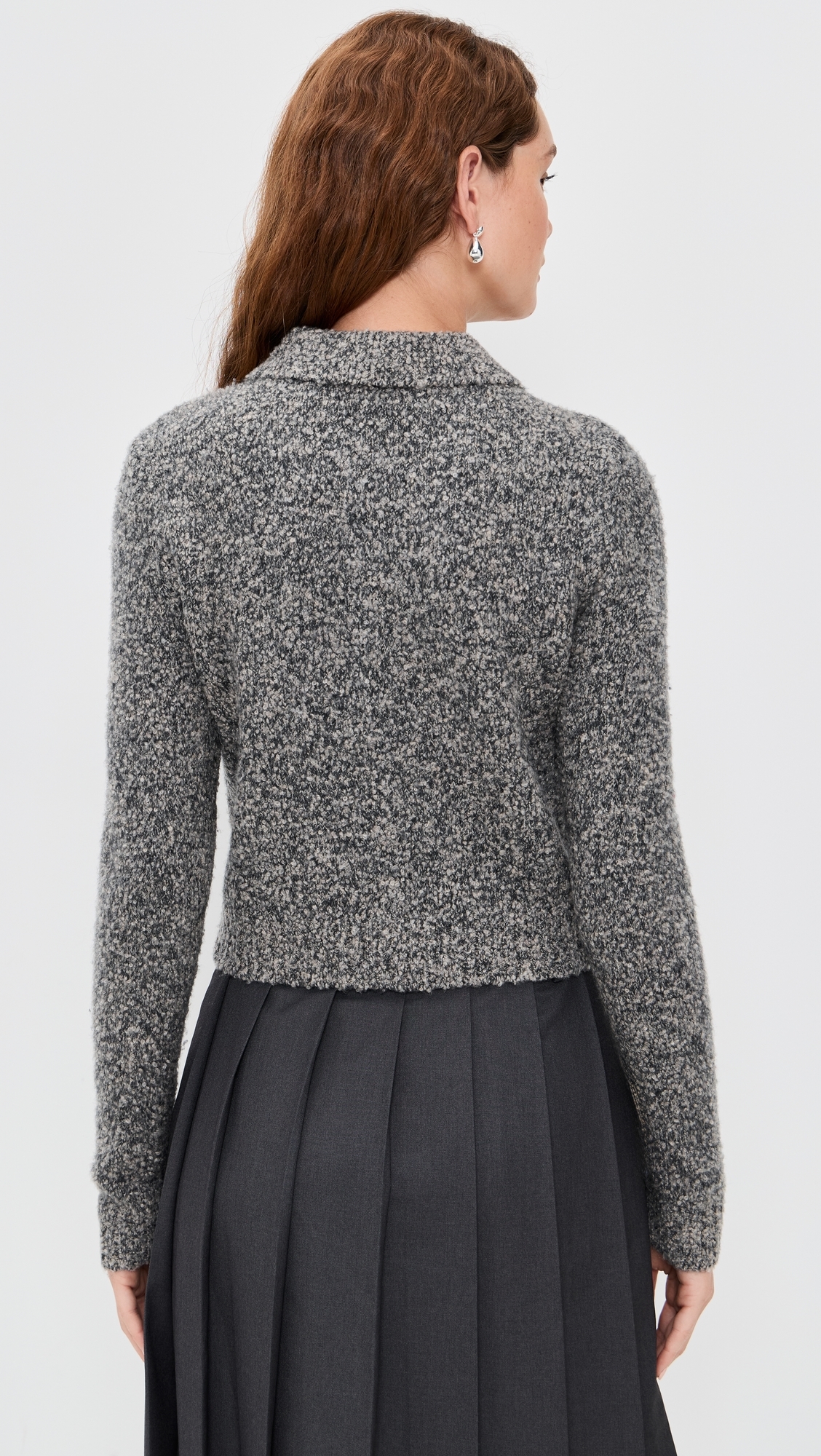 Wren Boucle Polo Sweater Charcoal