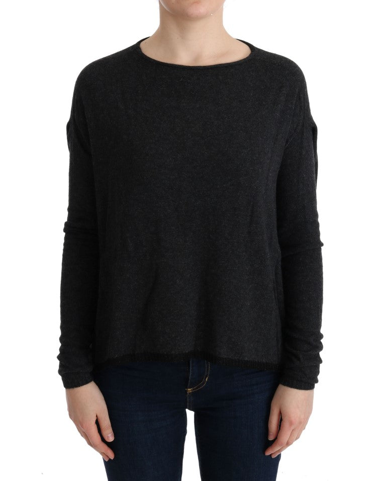 Viscose-Blend Knit Sweater — Gray