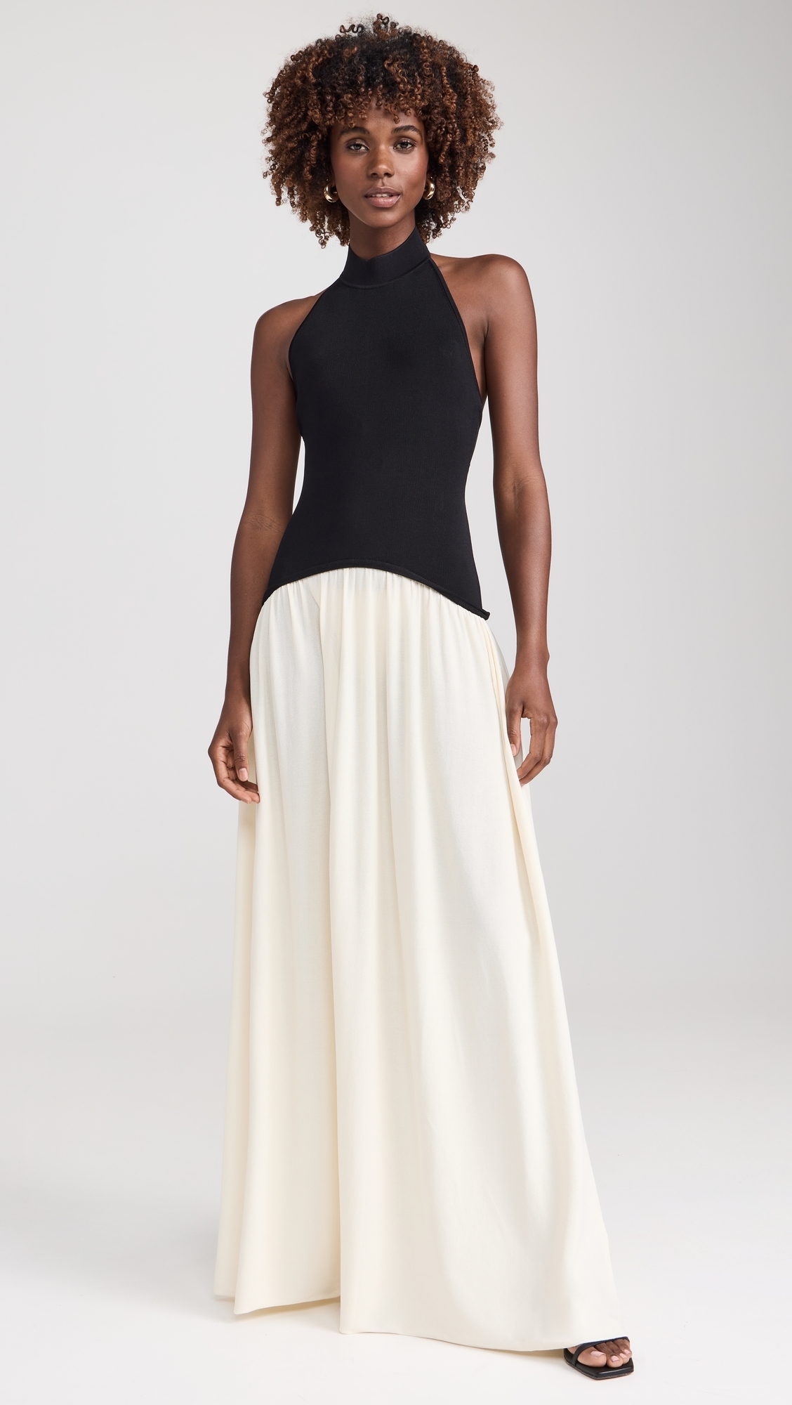 The Halter Soglio Dress Ecru/Noir
