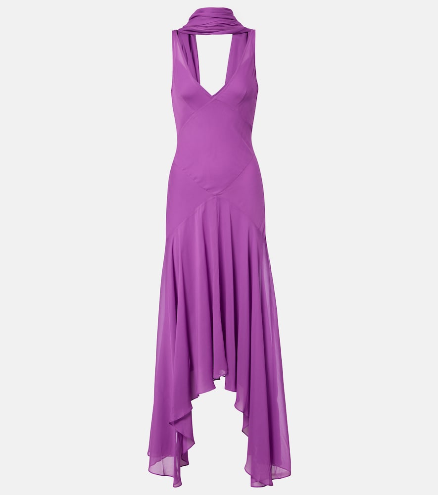 Mystica asymmetric georgette midi dress