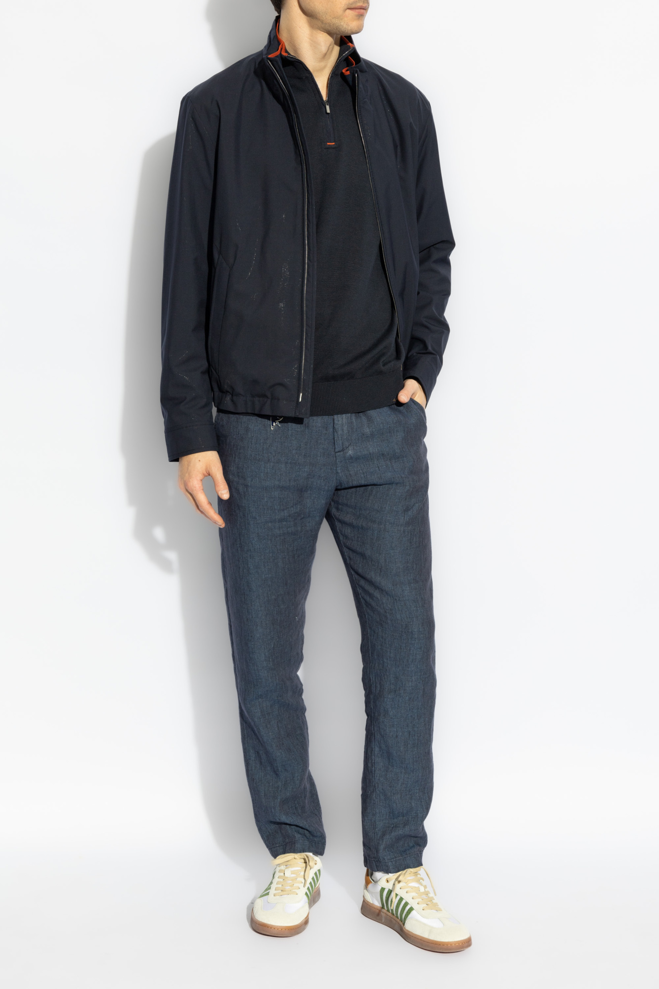Sweater With Zip-up Collar, Men's, Navy Blue