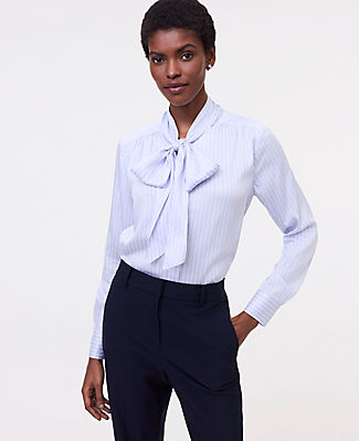 Ann Taylor Striped Bow Blouse