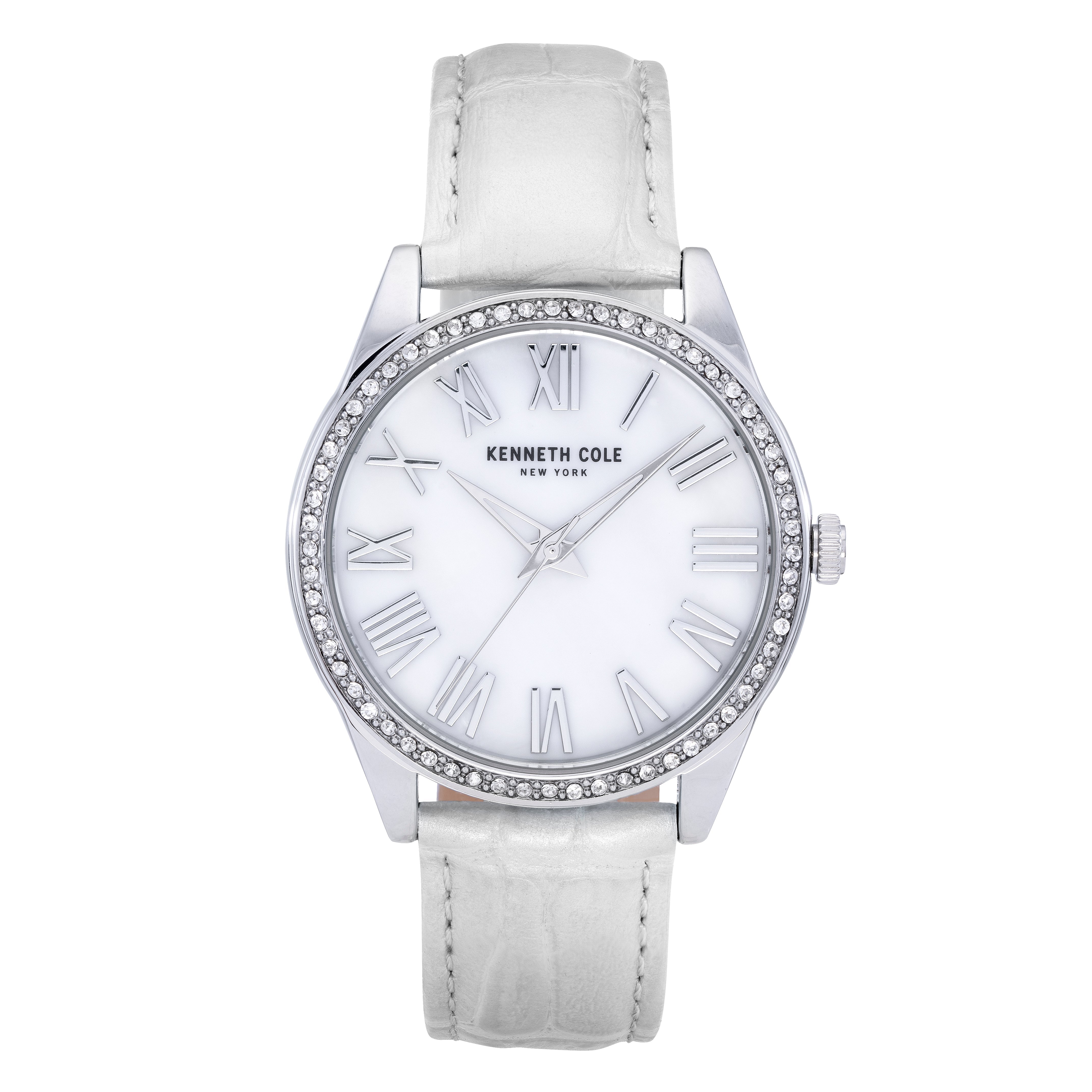 Crystal-Set Quartz Watch — Silver