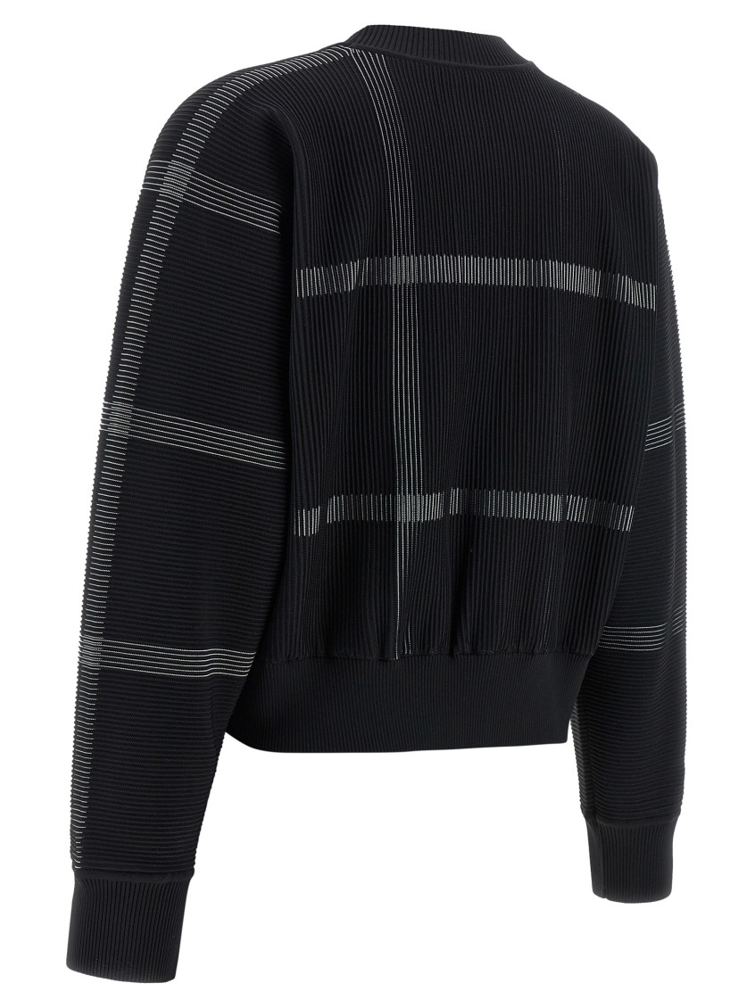 Pleats Please Issey Miyake - crossing knit crew neck check sweater