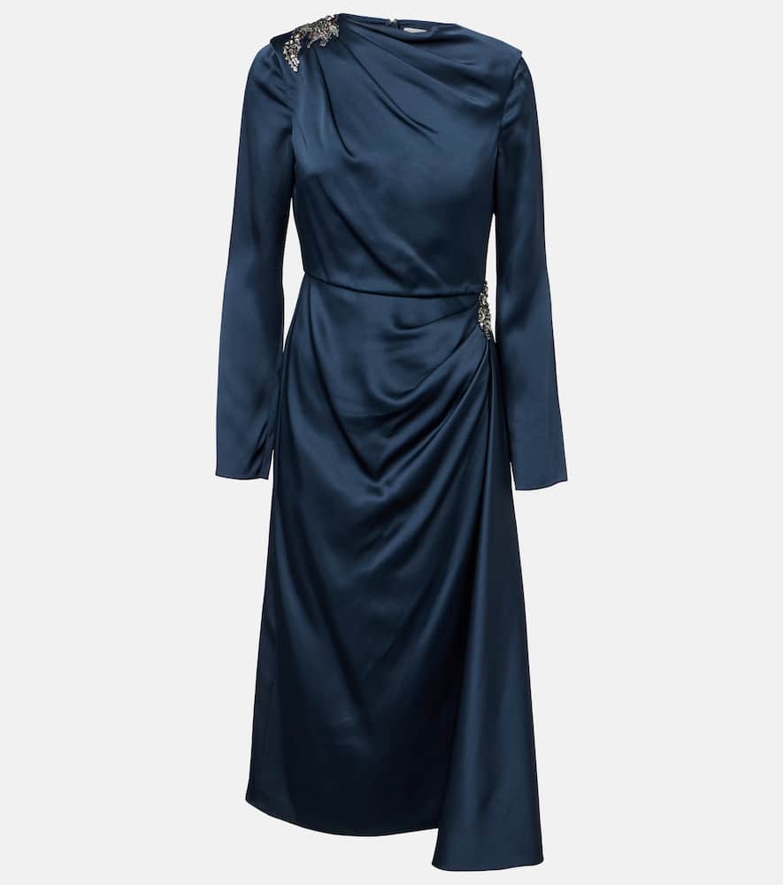 Crystal-embellished satin cady cocktail dress