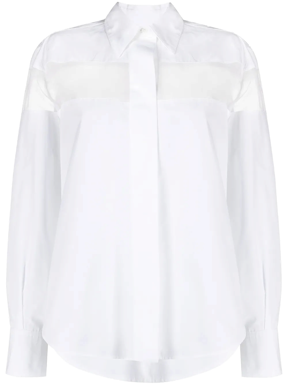 Sheer-Panel Cotton Shirt — White