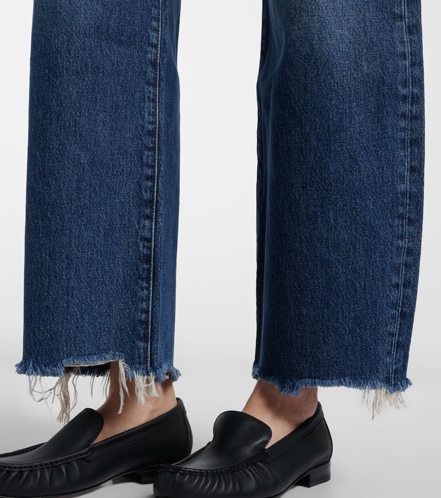 Bow frayed barrel-leg jeans