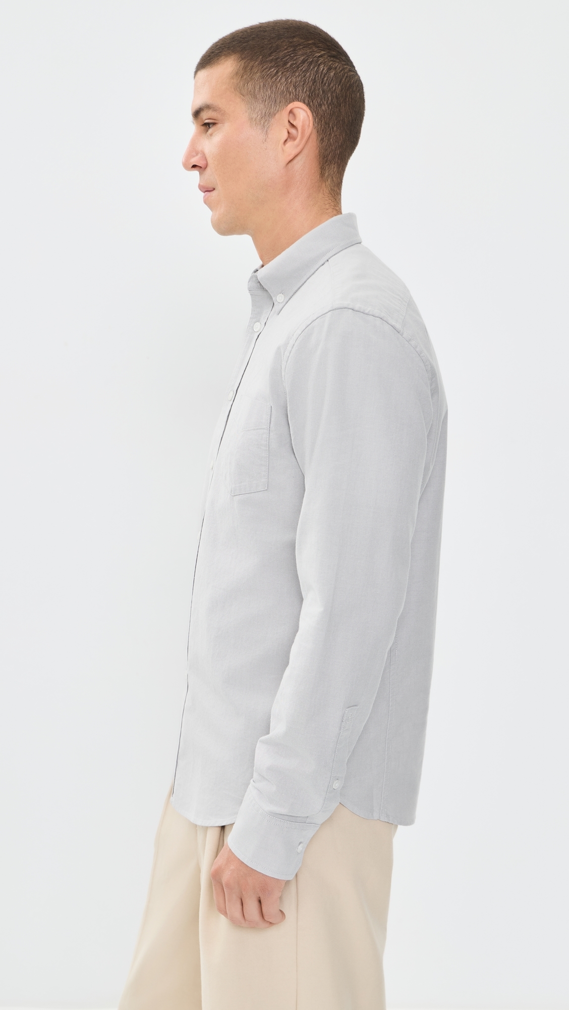 Cotton Oxford Windsor Standard Shirt Light Grey