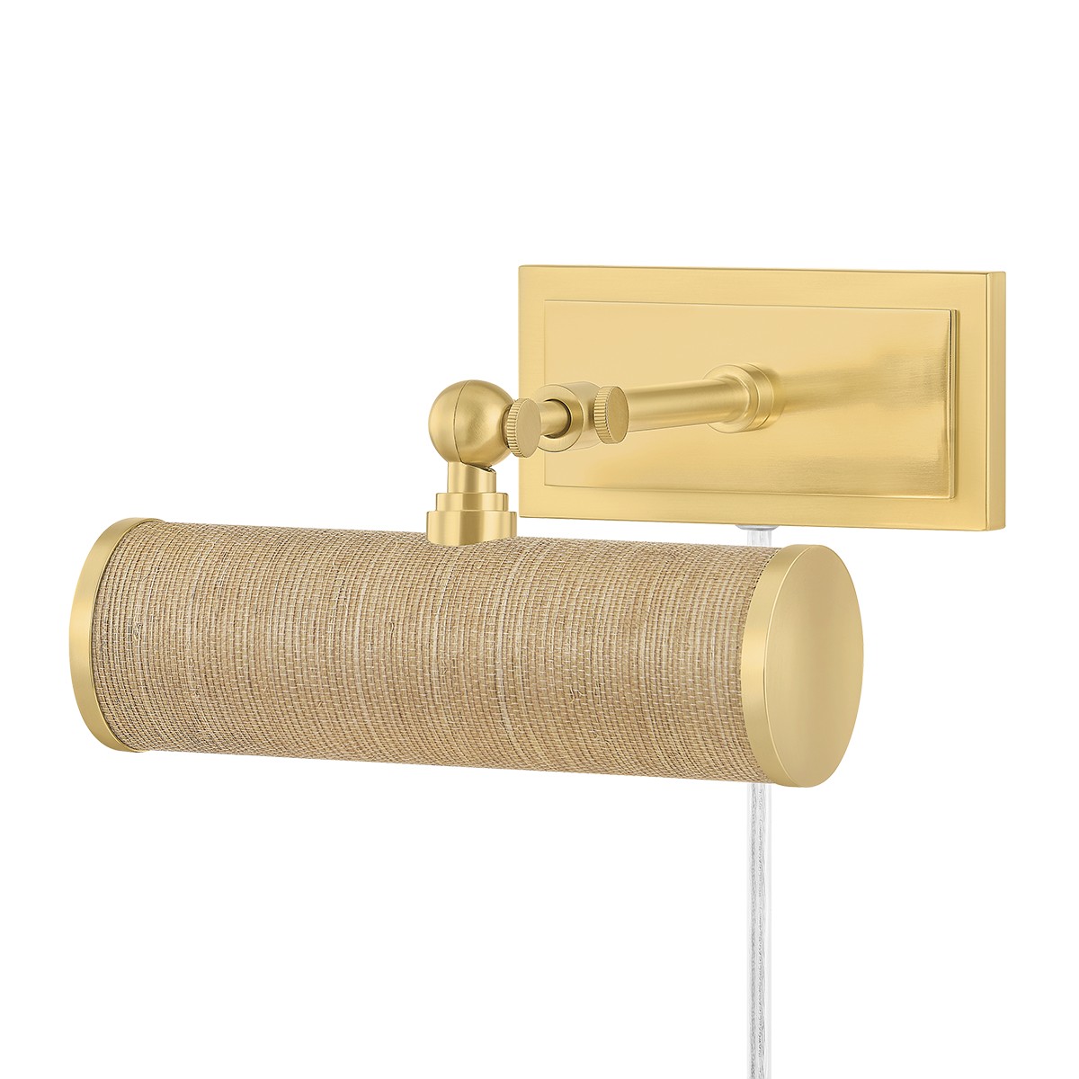 Aged Brass Grasscloth Picture Light from the Holly Collection