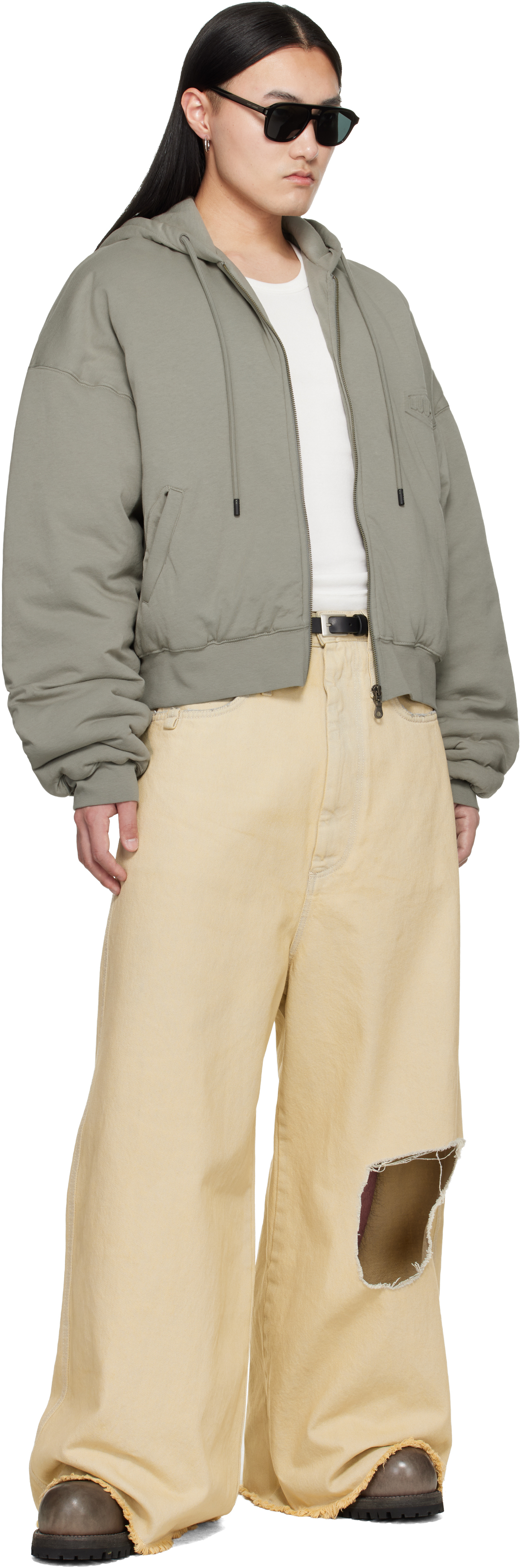 Gray Wadded Hoodie