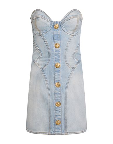 Woman Mini dress Blue Size 4 Cotton, Elastane