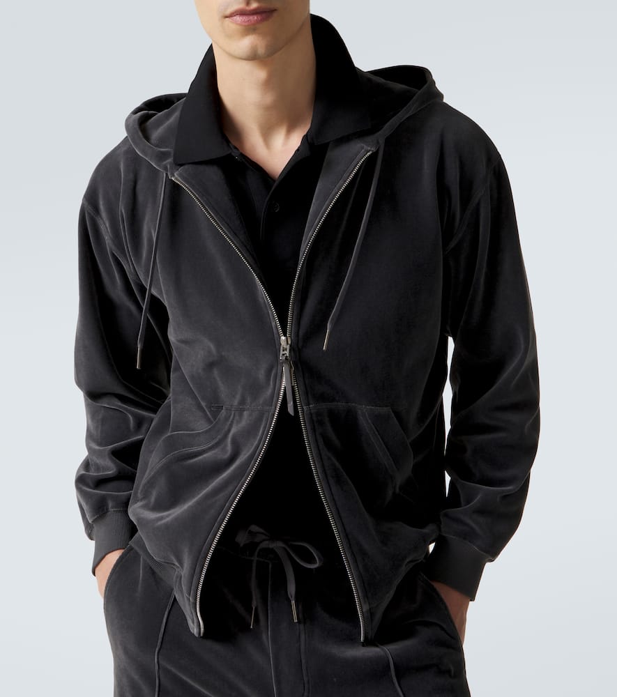 Velvet zip-up hoodie