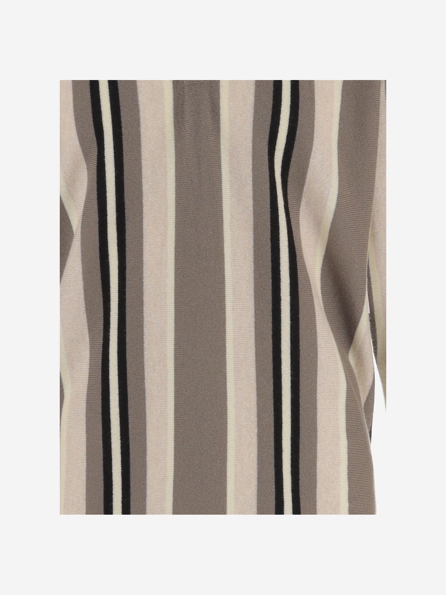 Striped Cashmere Polo Shirt — Beige