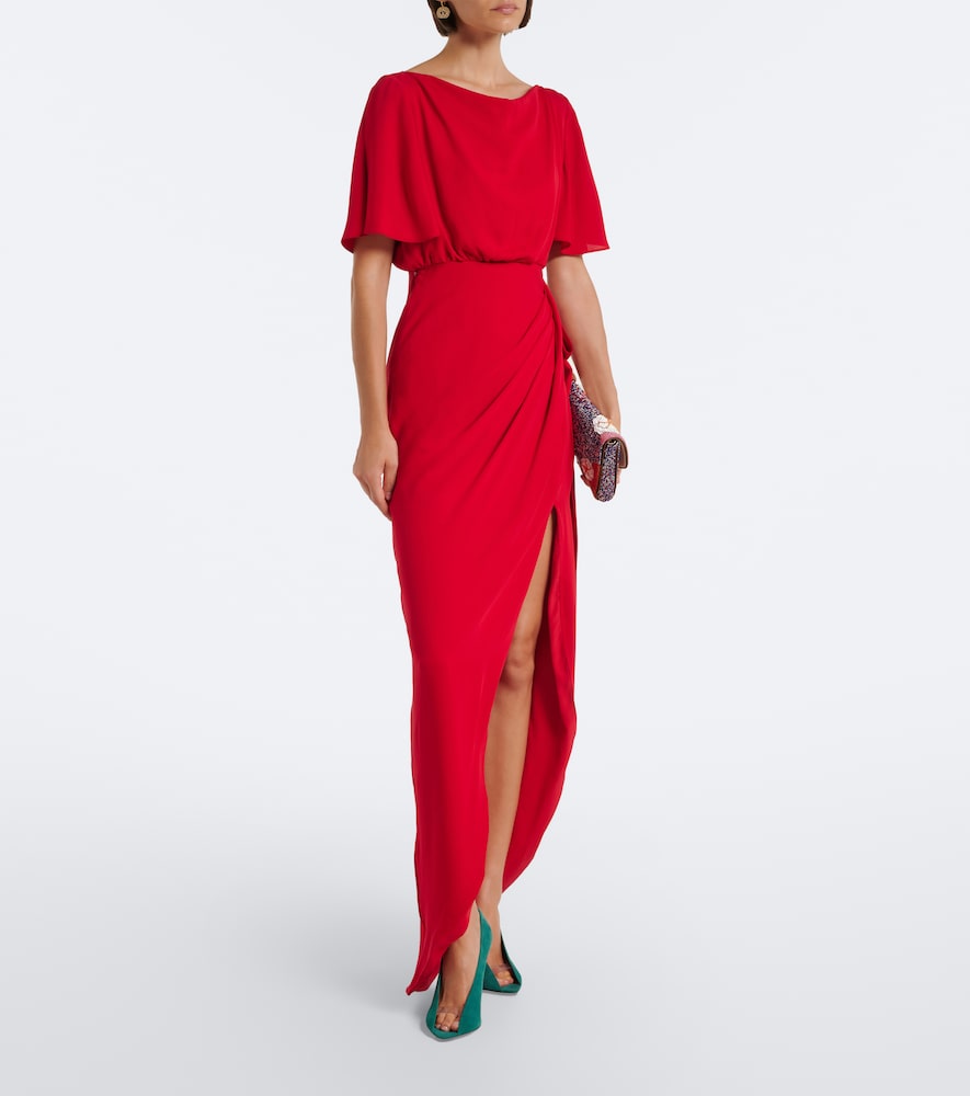 Draped silk georgette gown