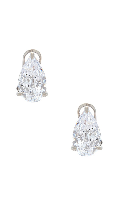 By Adina Eden Cz Fancy Pear Stud Earring in Metallic Silver