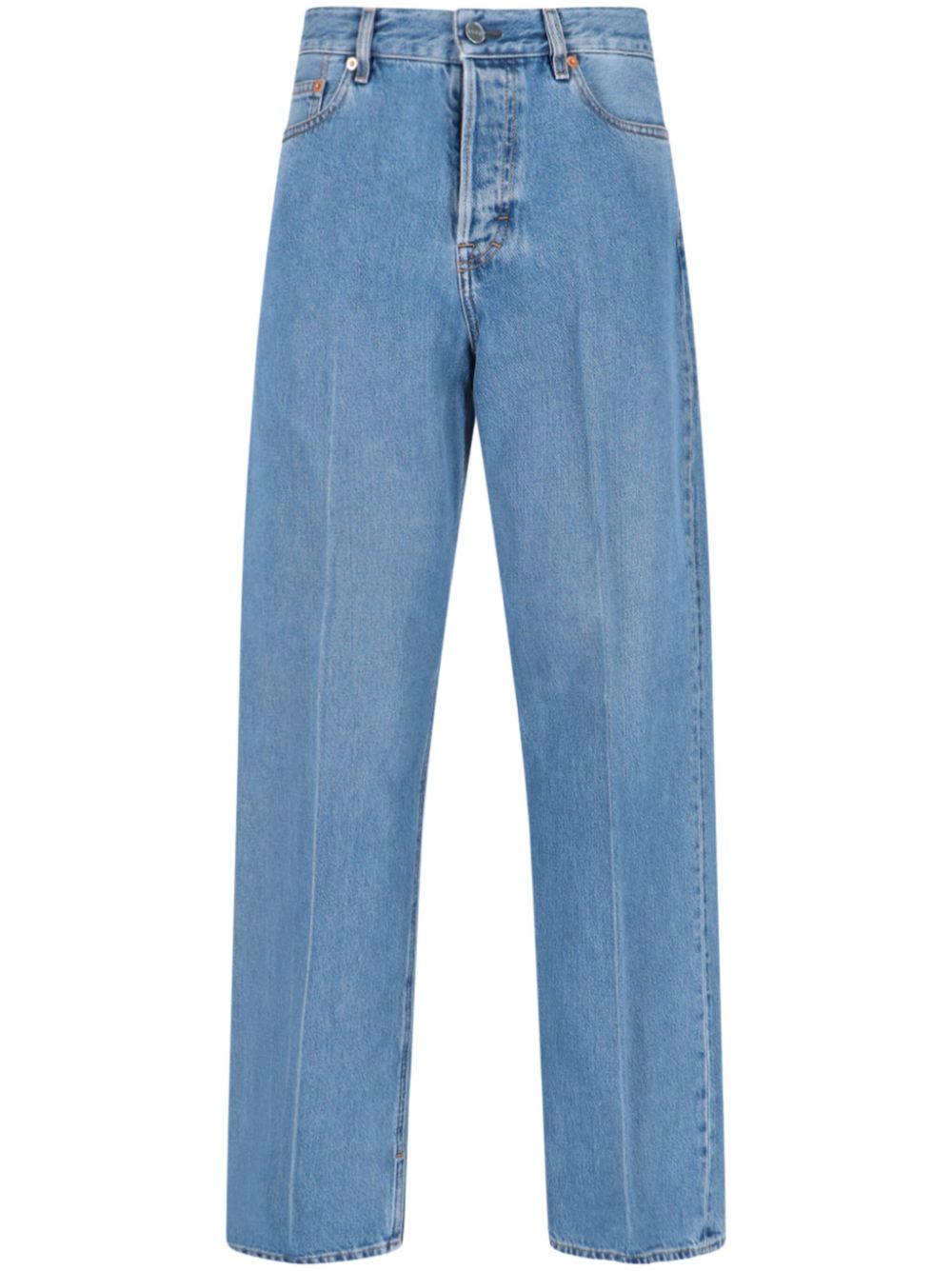 Appliqué straight jeans - Blue