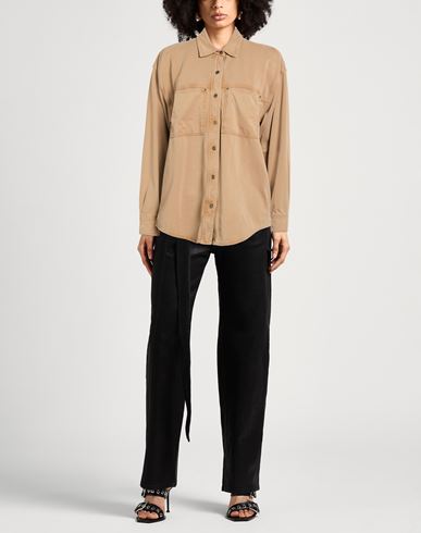 Woman Shirt Camel Size 4 Cotton