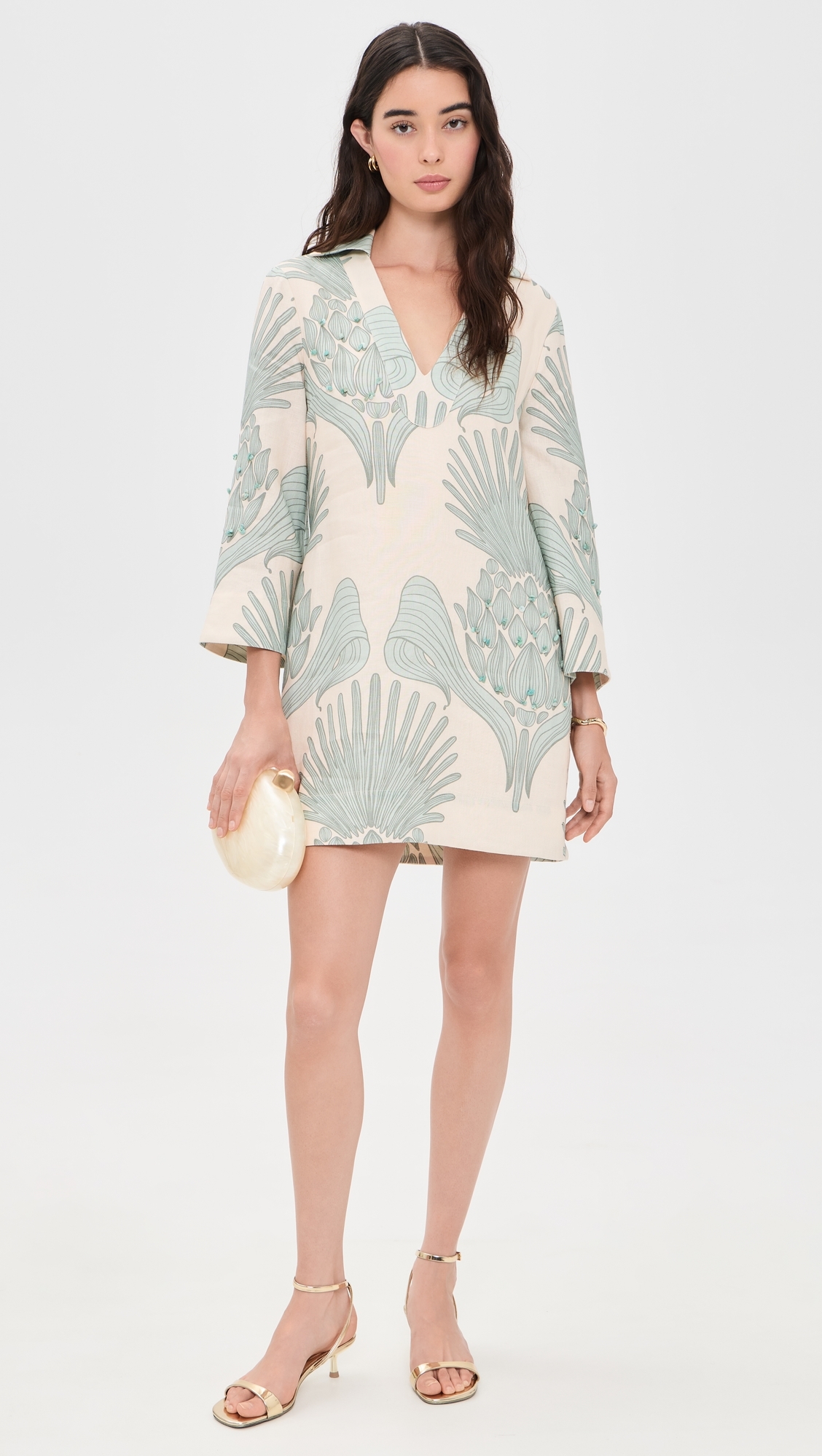 Aziza Mia Embroidered Mini Tunic Mint Mosaique